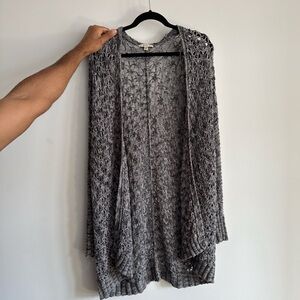 American Eagle Outfitters Charcoal Open-Knit Cardigan